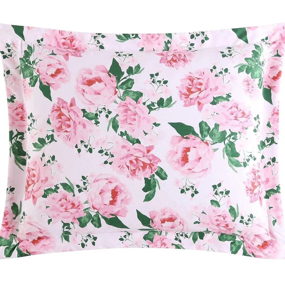 🆕 NWT King Duvet Set Reversible Plaid Floral 2 - n - 1 Betsey Johnson PINK NEW
